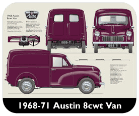 Austin 8cwt Van 1968-71 Place Mat, Small